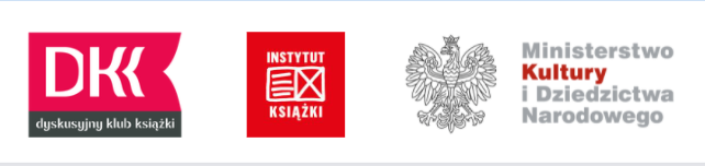 Logotypy: Dysksyjnego Klubu Książki, Instytutu Książki, Ministerstwo Kultury i Dziedzictwa Nardodowego