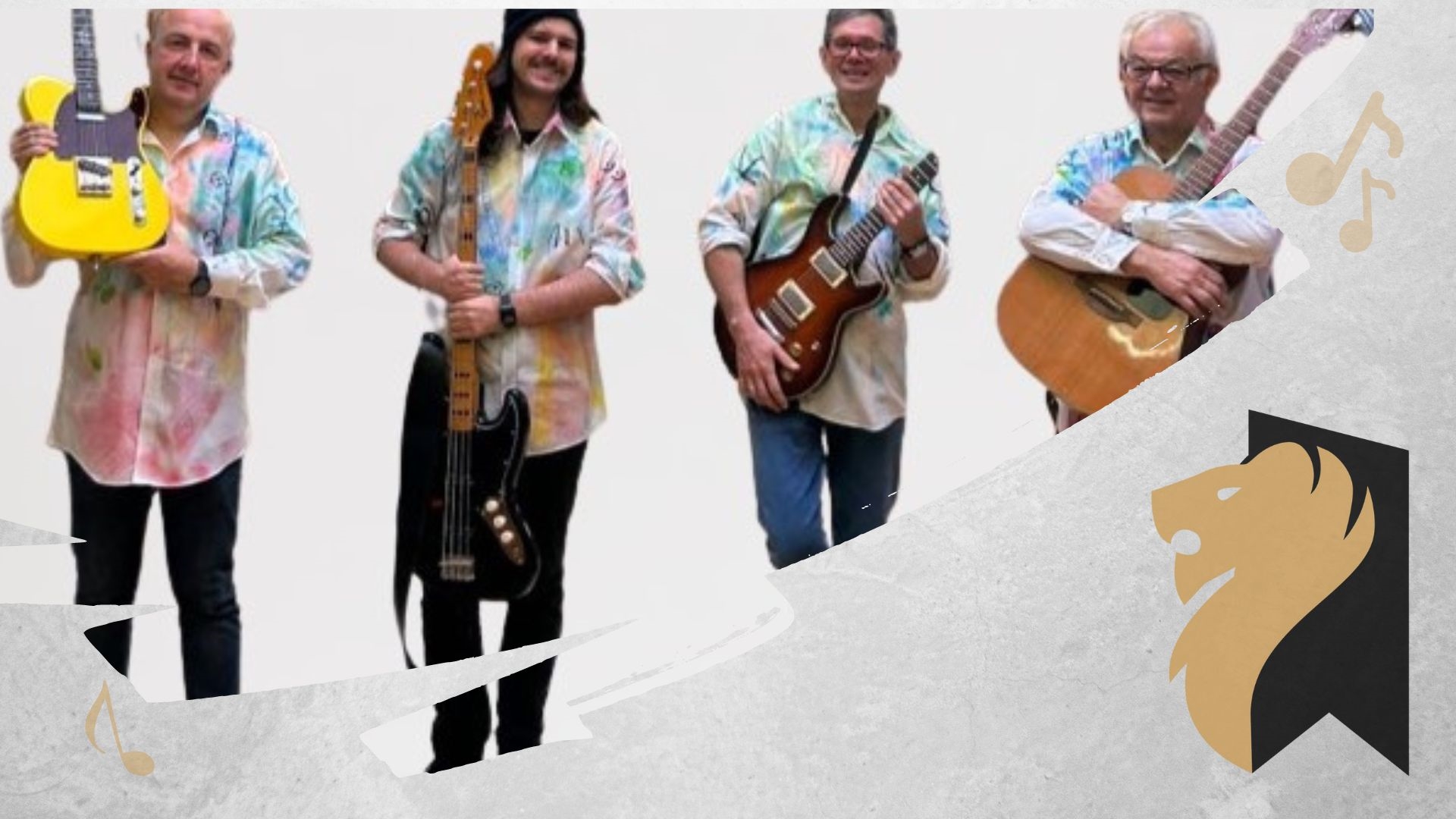 Czterech mężczyzn z gitarami w rękach.