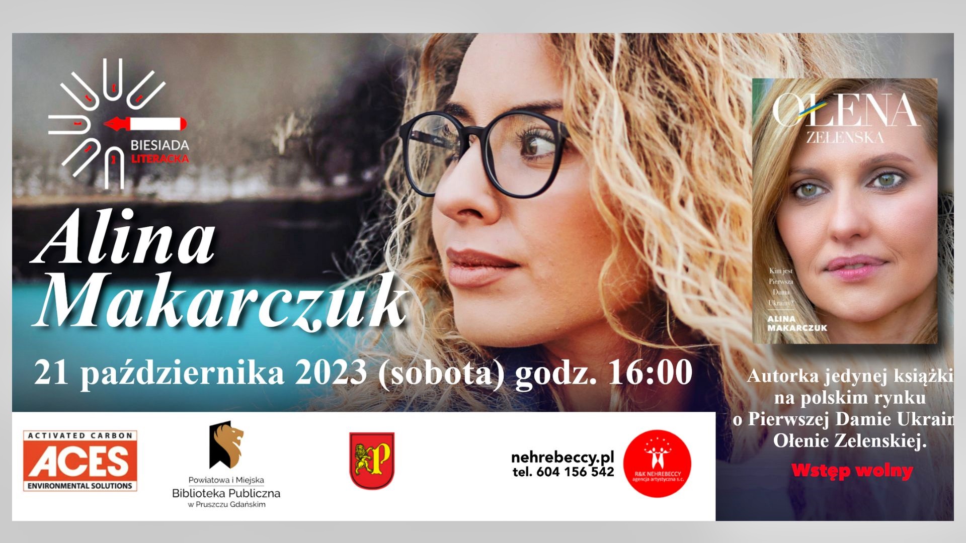 Zdjęcie Aliny Makarczuk oraz napisy: Biesiada Literacka, 21.10.2023 r., sobota, godzina 16:00.