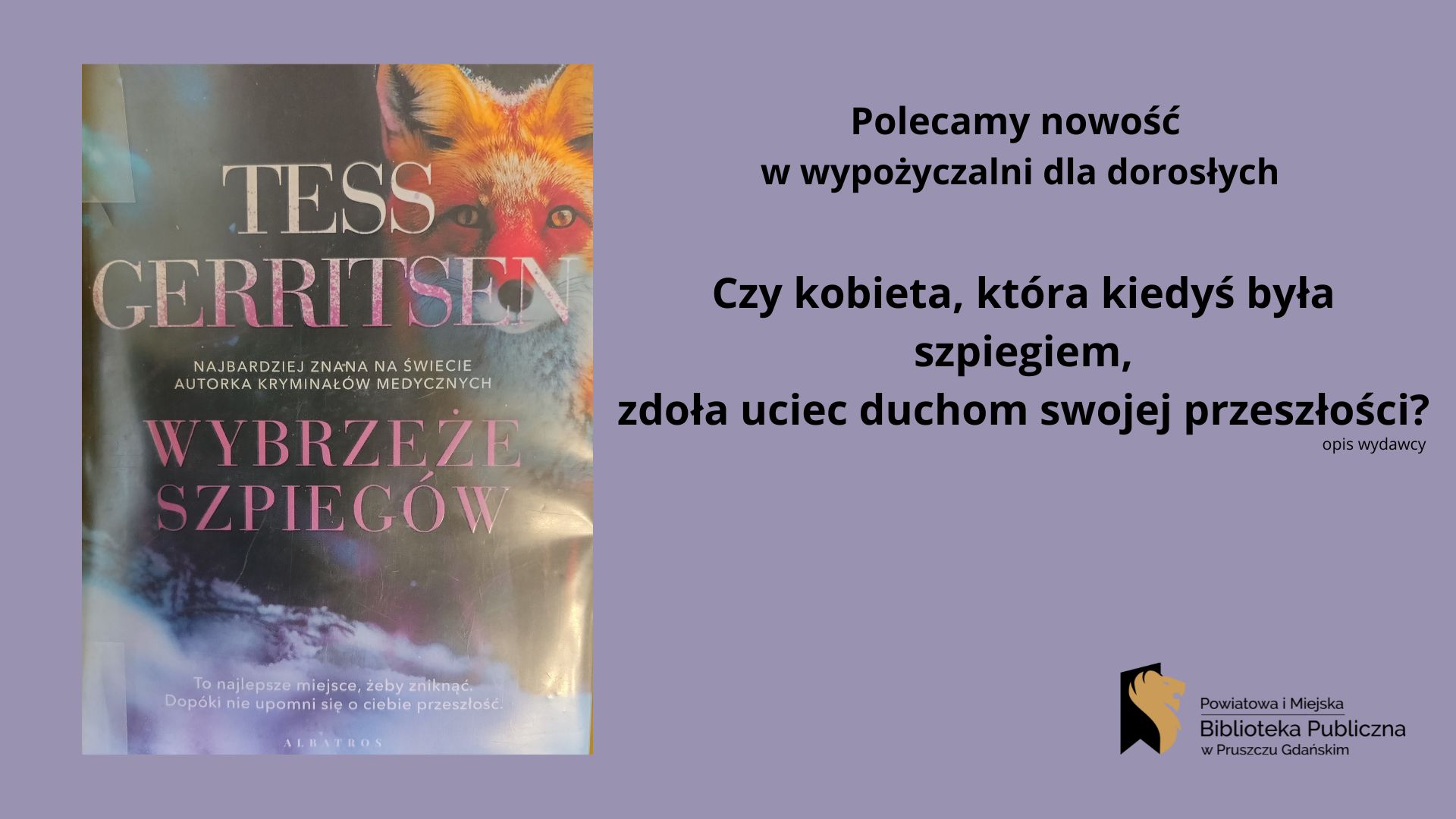 Okładka proponowanej książki Tess Gerritsen.